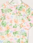 Teeny Weeny Tropical Flowers Stretch Cotton Sleepsuit, White & Green product photo View 02 S