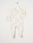 Teeny Weeny Floral Stretch Cotton Sleepsuit, White & Green product photo