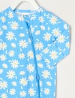Teeny Weeny Daisy Stretch Cotton Sleepsuit, Blue & White product photo View 02 S