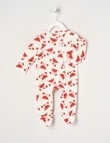 Teeny Weeny Crab Stretch Cotton Sleepsuit, White & Rust product photo