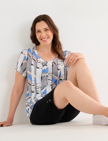 Line 7 Sanction Printed Crushed Tee, Black, White & Sand product photo