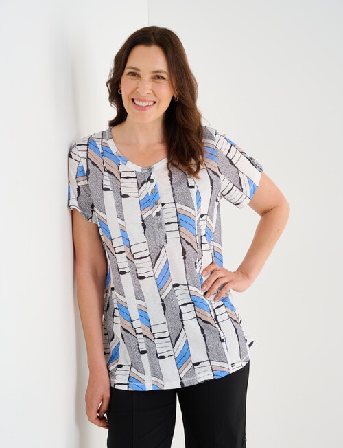 Line 7 Sanction Printed Crushed Tee, Black, White & Sand product photo View 06 L