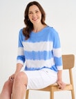 Line 7 Catalina Tie Dye Stripe Top, Blue & White product photo