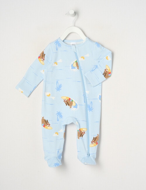 Teeny Weeny Surfing Puppy Stretch Cotton Sleepsuit, Blue product photo