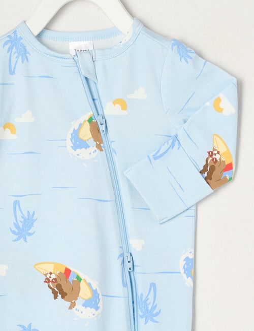 Teeny Weeny Surfing Puppy Stretch Cotton Sleepsuit, Blue product photo View 02 L