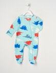 Teeny Weeny Dino Stretch Cotton Sleepsuit, Aqua product photo