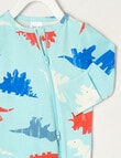 Teeny Weeny Dino Stretch Cotton Sleepsuit, Aqua product photo View 02 S