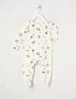 Teeny Weeny Surf Time Stretch Cotton Sleepsuit, White product photo