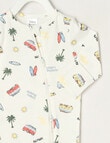 Teeny Weeny Surf Time Stretch Cotton Sleepsuit, White product photo View 02 S