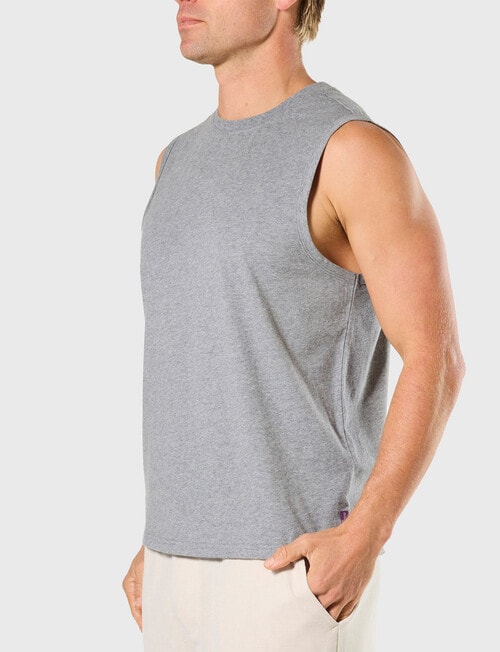Mitch Dowd Cotton Muscle Tank Singlet, Charcoal product photo View 03 L