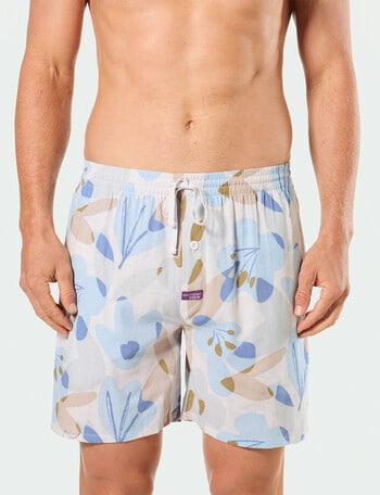 Mitch Dowd Abstract Floral Linen Woven Sleep Shorts, Multicolour product photo
