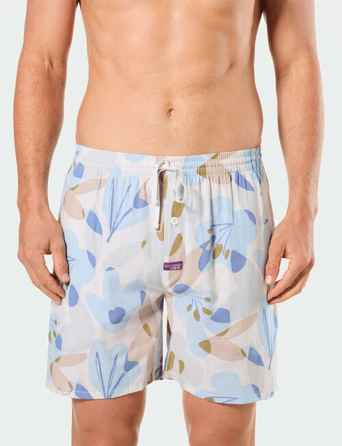 Mitch Dowd Abstract Floral Linen Woven Sleep Shorts, Multicolour product photo