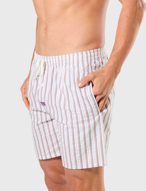 Mitch Dowd Seersucker Stripe Cotton Sleep Short, Beige product photo View 03 L
