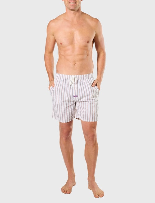 Mitch Dowd Seersucker Stripe Cotton Sleep Short, Beige product photo View 04 L