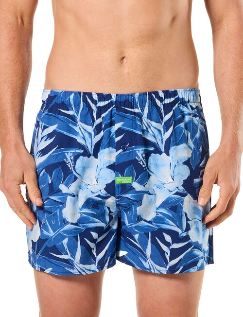 Mitch Dowd Painted Tropical Bamboo Boxer Shorts, Blue product photo