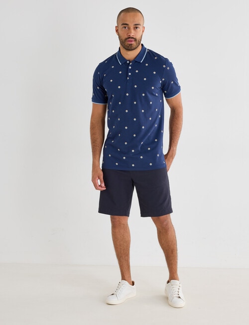 Gasoline Sunny Java Ditsy Polo Shirt, Navy product photo View 03 L