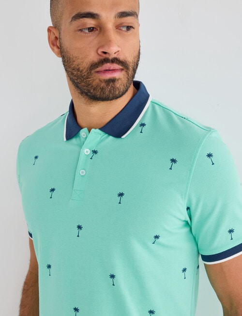 Gasoline Palm Java Ditsy Polo Shirt, Mint product photo View 04 L