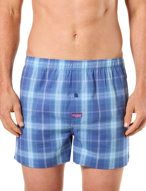 Mitch Dowd Check One Two Cotton Stretch Boxer, Blue product photo