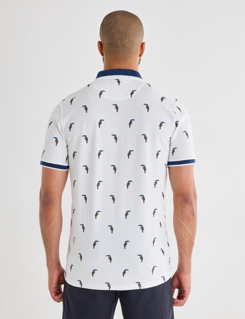 Gasoline Toucan Java Ditsy Polo Shirt, White product photo View 02 L
