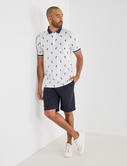 Gasoline Toucan Java Ditsy Polo Shirt, White product photo View 03 L