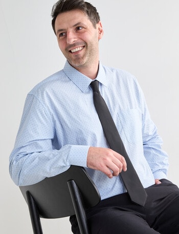 Chisel Text Print Long Sleeve Shirt, Light Blue product photo