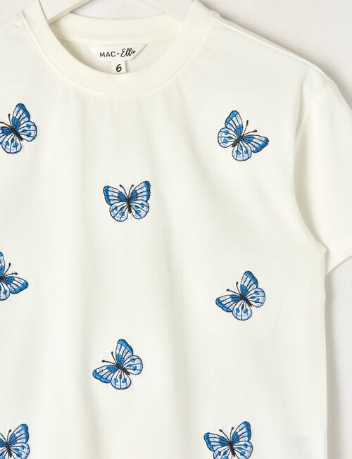 Mac & Ellie Embroidered Butterflies Short Sleeve Boxy Tee, White product photo View 02 L