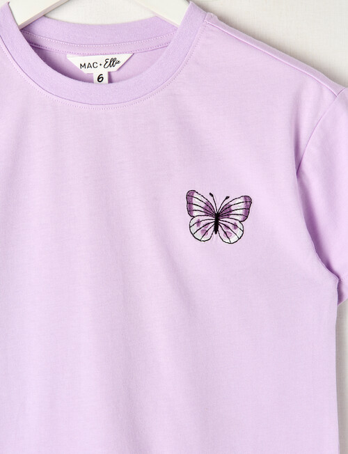 Mac & Ellie Embroidered Butterfly Short Sleeve Boxy Tee, Lilac product photo View 02 L