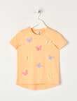Mac & Ellie Crochet Butterflies Short Sleeve Tee, Light Peach product photo