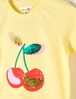 Mac & Ellie Flip Sequin Cherry Short Sleeve Tee, Lemon product photo View 03 S