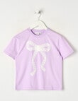 Mac & Ellie Crochet Bow Short Sleeve Boxy Tee, Lilac product photo