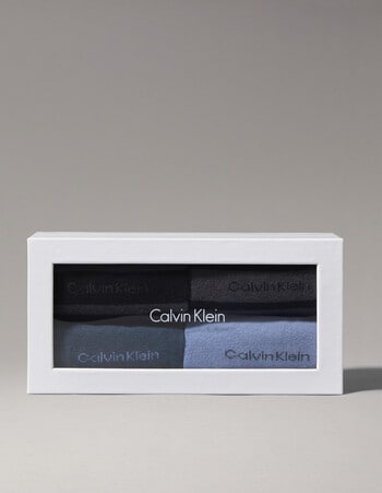 Calvin Klein Stripe & Plain Crew Dress Socks Gift Box, 4-Pack, Black, Forged Iron, Ink & Country Blue product photo