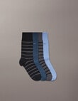 Calvin Klein Stripe & Plain Crew Dress Socks Gift Box, 4-Pack, Black, Forged Iron, Ink & Country Blue product photo View 02 S