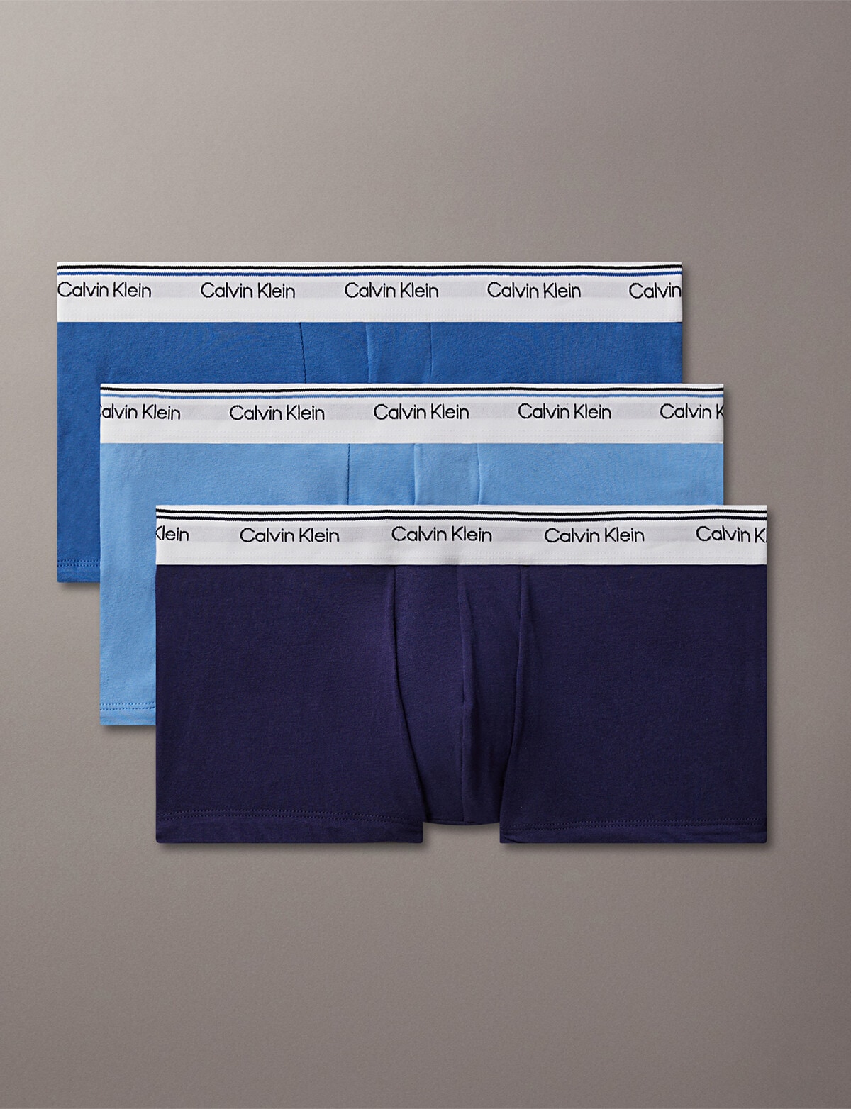 Calvin Klein Engineered Low Rise Trunk, 3-Pack, Peacoat, Delft & Silver ...