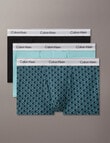Calvin Klein Cotton Stretch Trunk, 3-Pack, Teal Print product photo