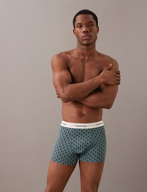 Calvin Klein Cotton Stretch Trunk, 3-Pack, Teal Print product photo View 02 L
