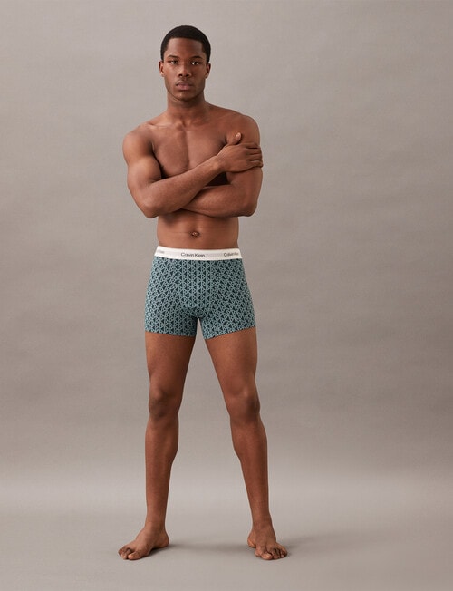 Calvin Klein Cotton Stretch Trunk, 3-Pack, Teal Print product photo View 04 L