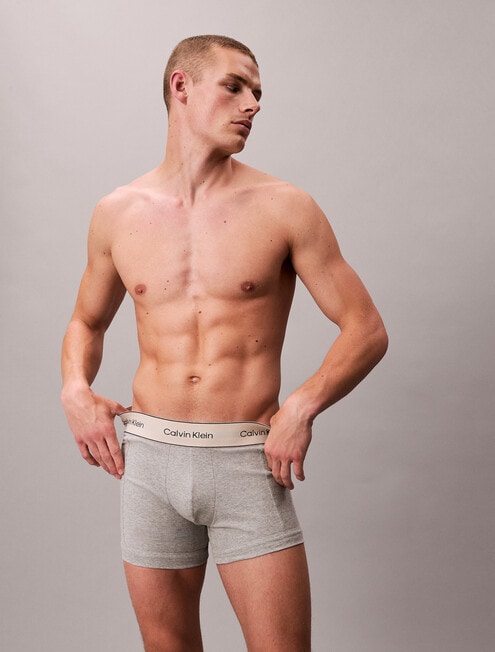 Calvin Klein Cotton Trunk, 3-Pack, Oyster Gray, Grey Heather & White product photo View 02 L