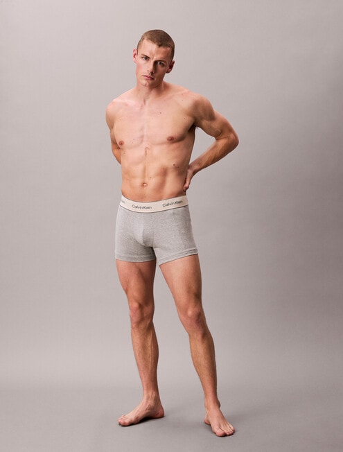 Calvin Klein Cotton Trunk, 3-Pack, Oyster Gray, Grey Heather & White product photo View 05 L
