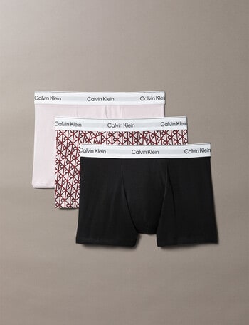 Calvin Klein Relaxed Cotton Stretch Trunks, 3-Pack, Black, Bijou Modern Emblem & Spring Lilac product photo