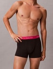 Calvin Klein Relaxed Cotton Stretch Trunks, 3-Pack, Black with Turbulence, White & Innuendo Waistbands product photo View 04 S