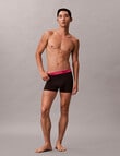 Calvin Klein Relaxed Cotton Stretch Trunks, 3-Pack, Black with Turbulence, White & Innuendo Waistbands product photo View 05 S
