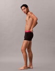 Calvin Klein Relaxed Cotton Stretch Trunks, 3-Pack, Black with Turbulence, White & Innuendo Waistbands product photo View 06 S