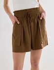 Mineral Beau Drawstring Waist Shorts, Khaki product photo