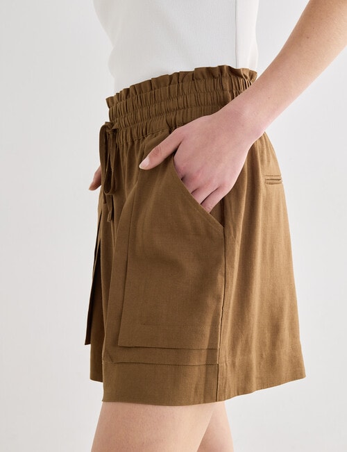 Mineral Beau Drawstring Waist Shorts, Khaki product photo View 07 L