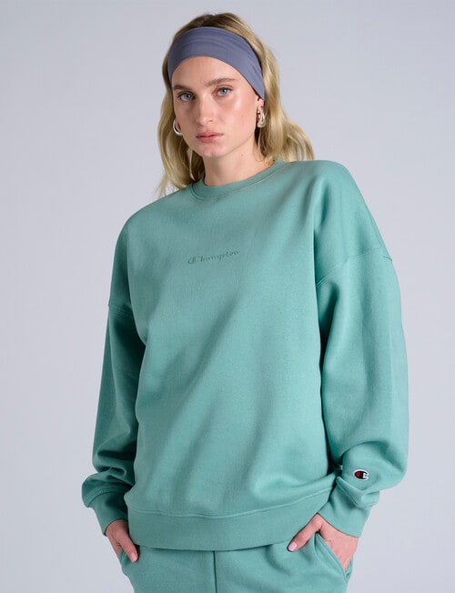 Champion Tonal Script Crew Sweatshirt, Beach Bungalow product photo View 02 L