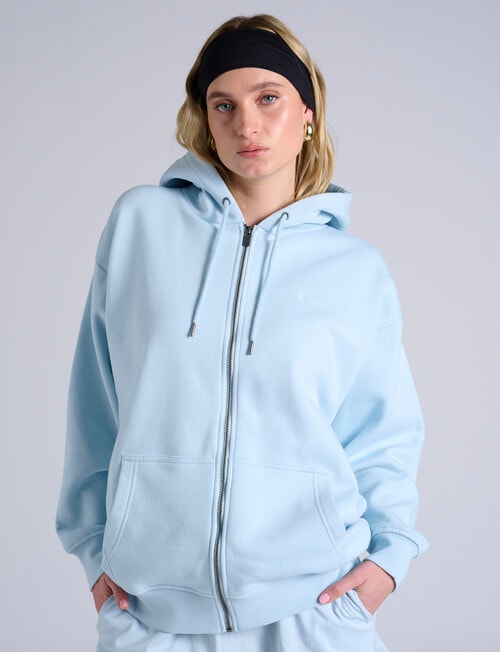Champion Tonal Script Zip Hoodie, Silence Blue product photo