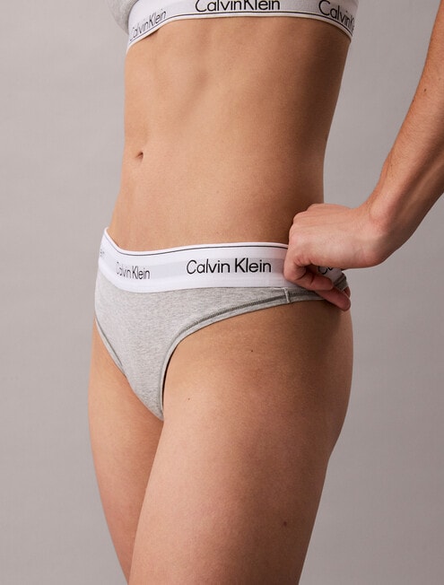 Calvin Klein Icon Cotton Modal Thong, Grey Heather product photo View 02 L