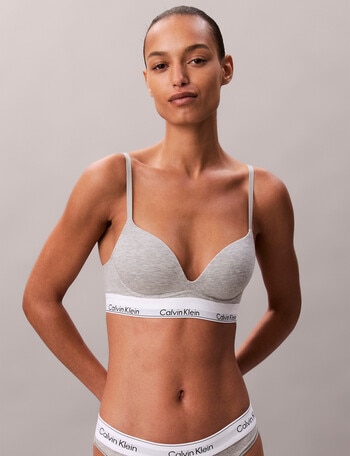 Calvin Klein Icons Cotton Modal Push Up Plunge Bra, Grey Heather, A-DD product photo