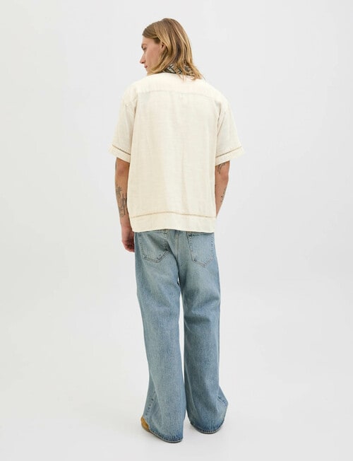 Jack & Jones Greenwich Embroidered Shirt, Antique White product photo View 02 L