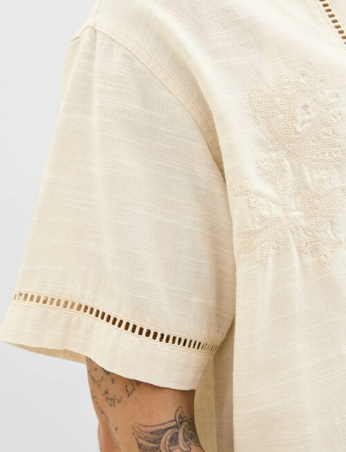 Jack & Jones Greenwich Embroidered Shirt, Antique White product photo View 06 L